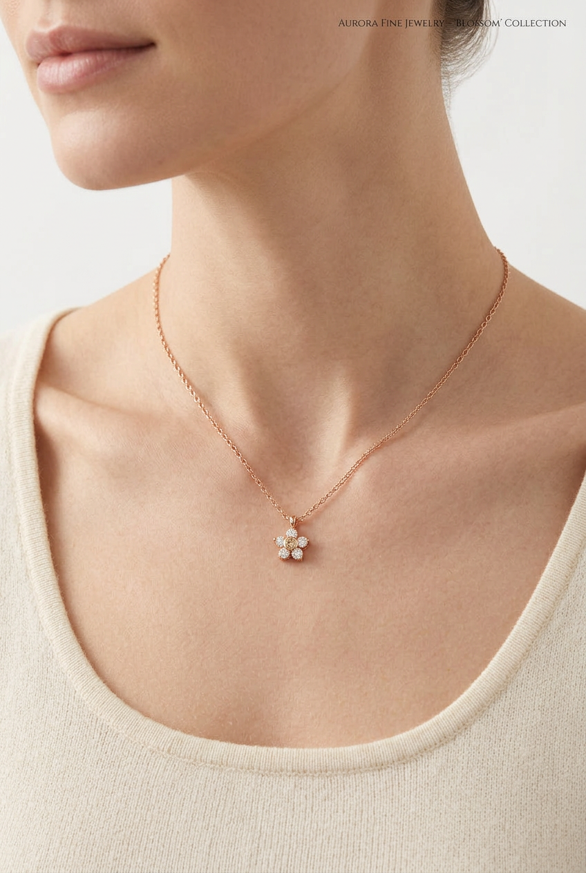 Flower stone necklace