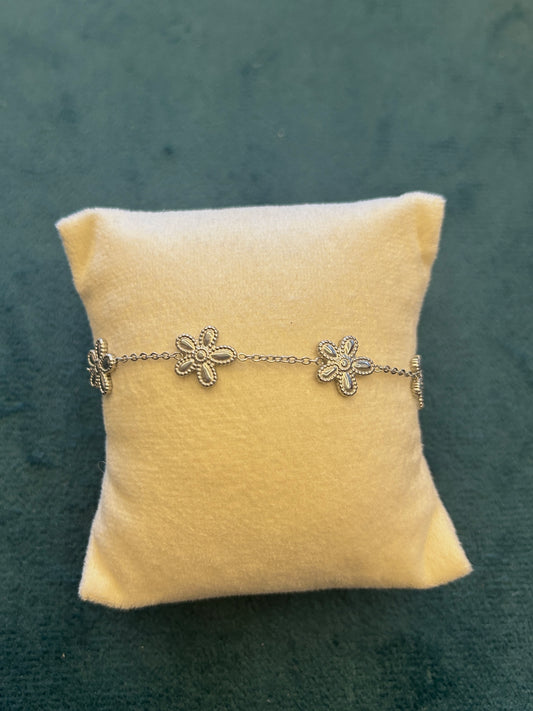 Silver Floral Chain Bracelet