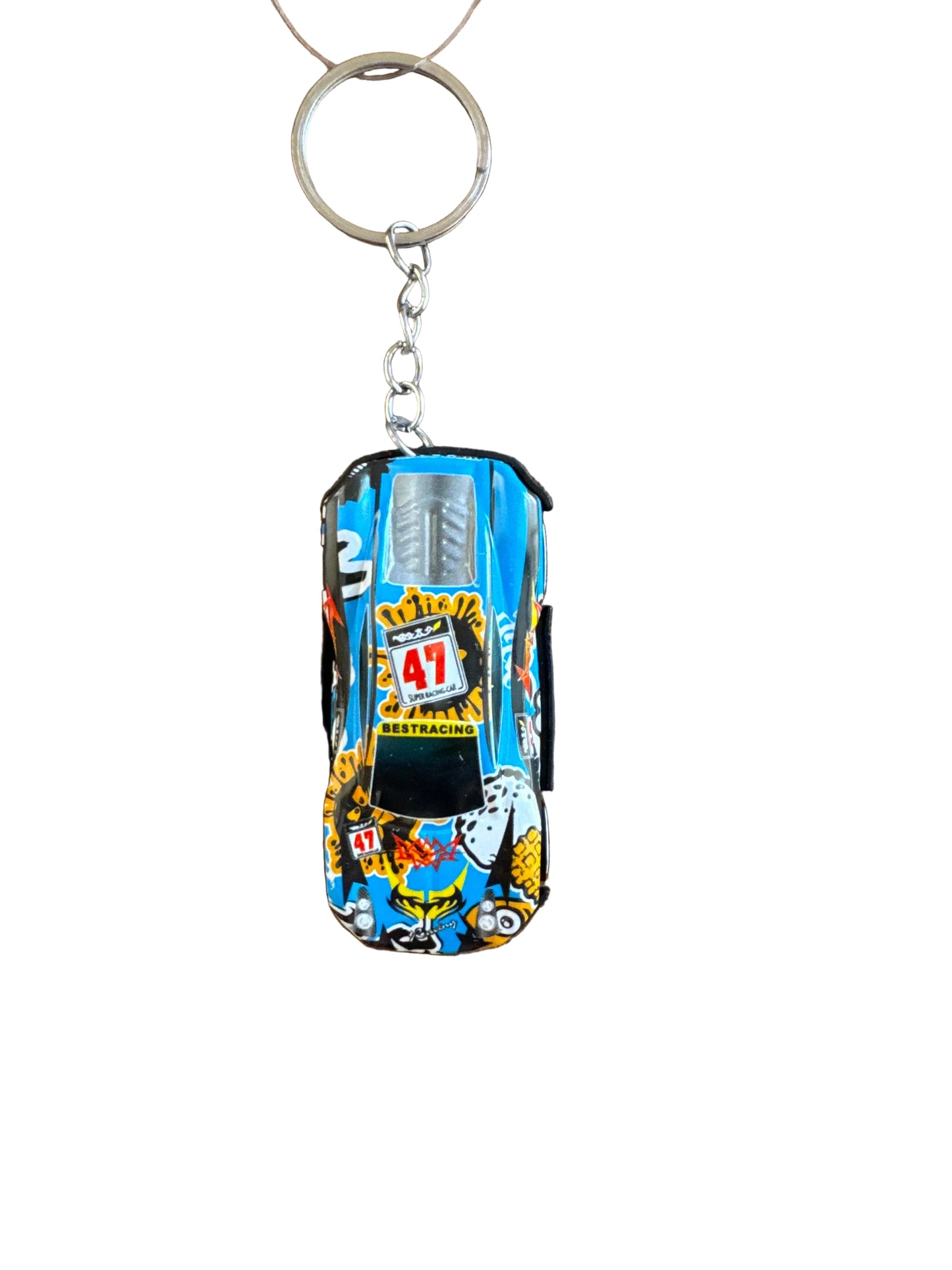 Blue 47 Print Car Keychain