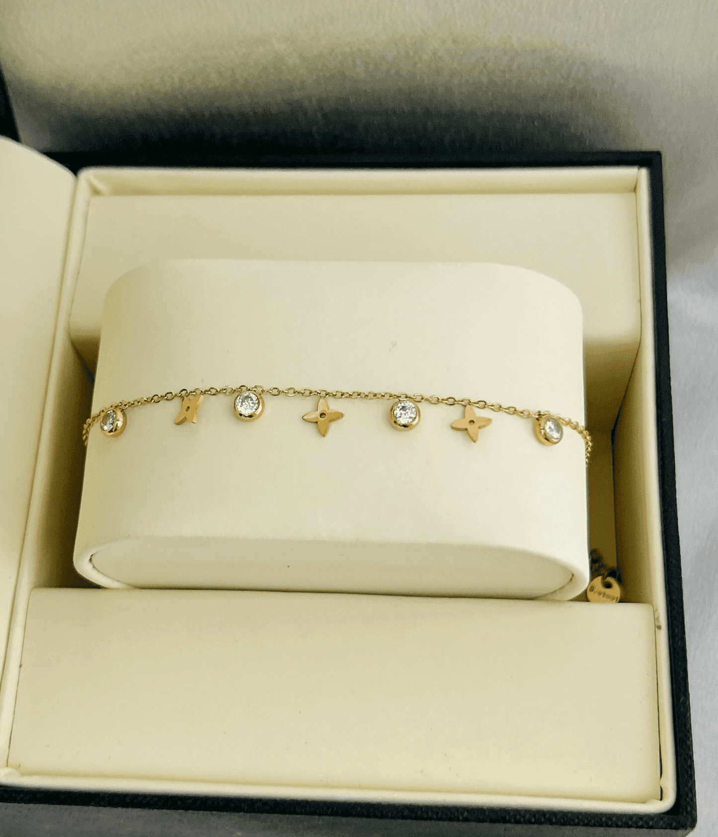 Gold Anklet White Stone