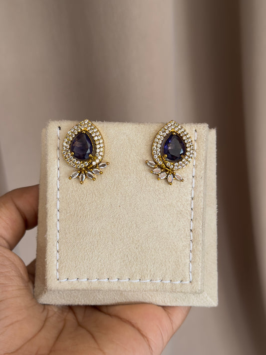Pearl drop purple earring