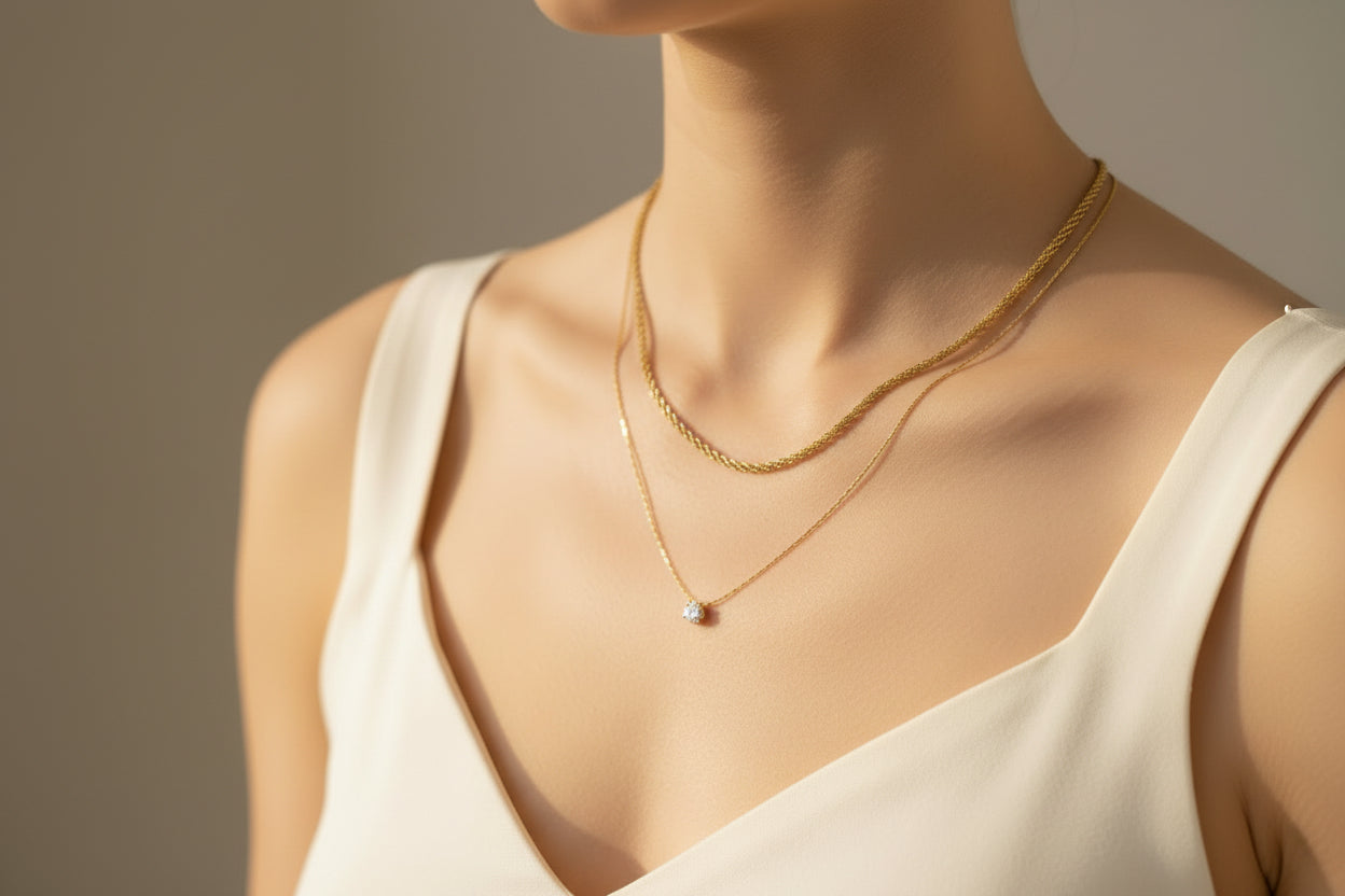 Double layered stone necklace