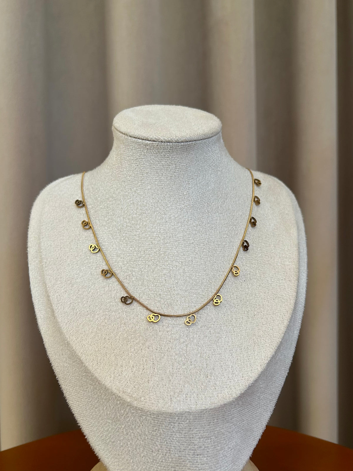 Double heart charm necklace