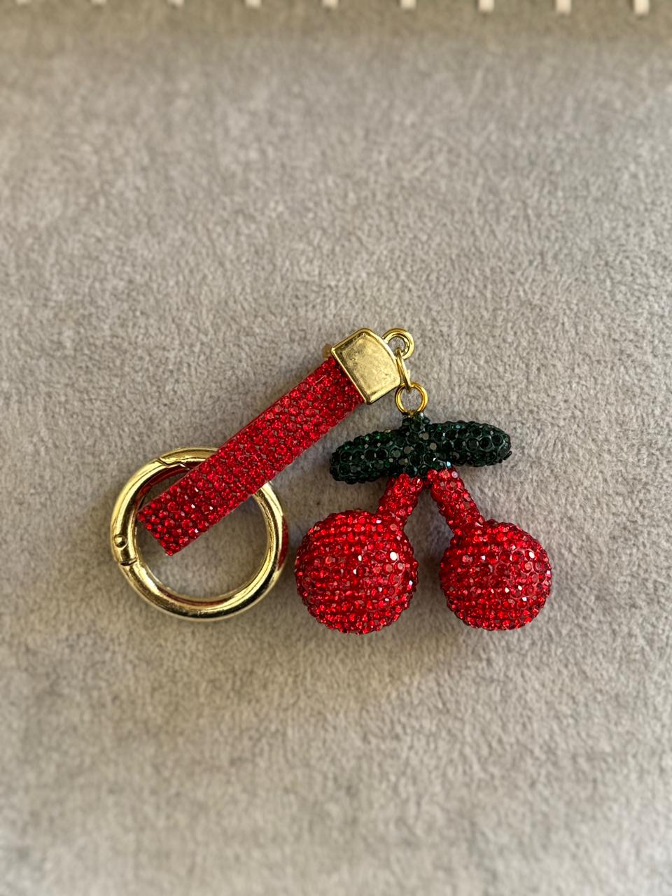 Cherry Bling Keychain in Red Sparkle