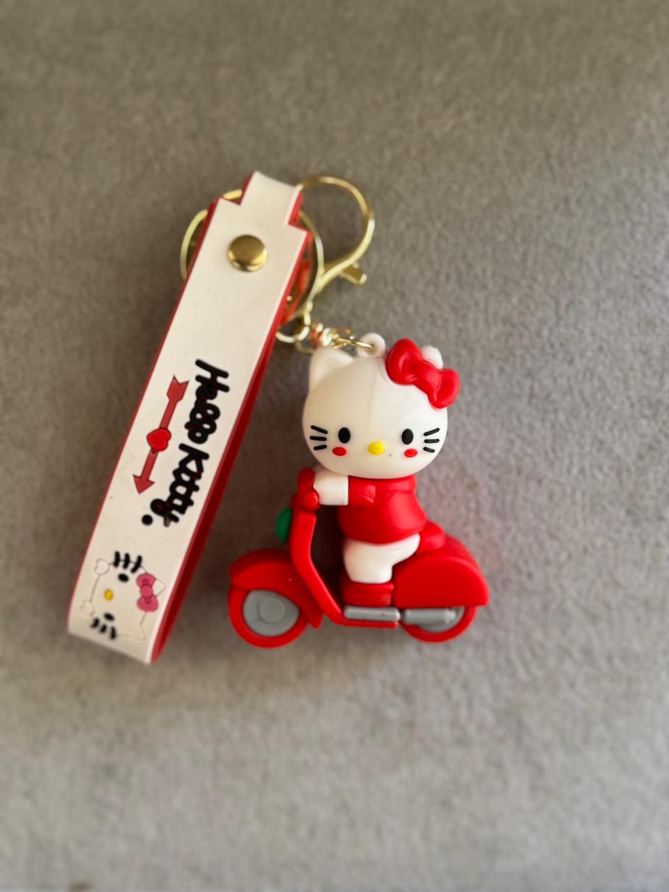 Kitty Scooter Ride Keychain Set in Red