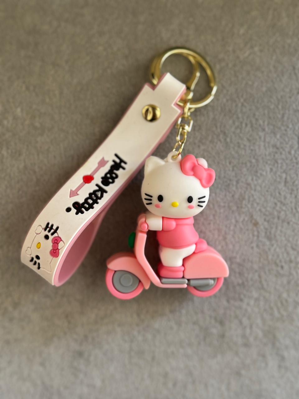 Kitty Scooter Ride Keychain Set in Pink