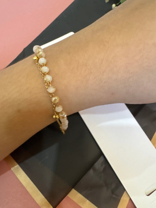 Double Layer Bead Bracelet-Gold