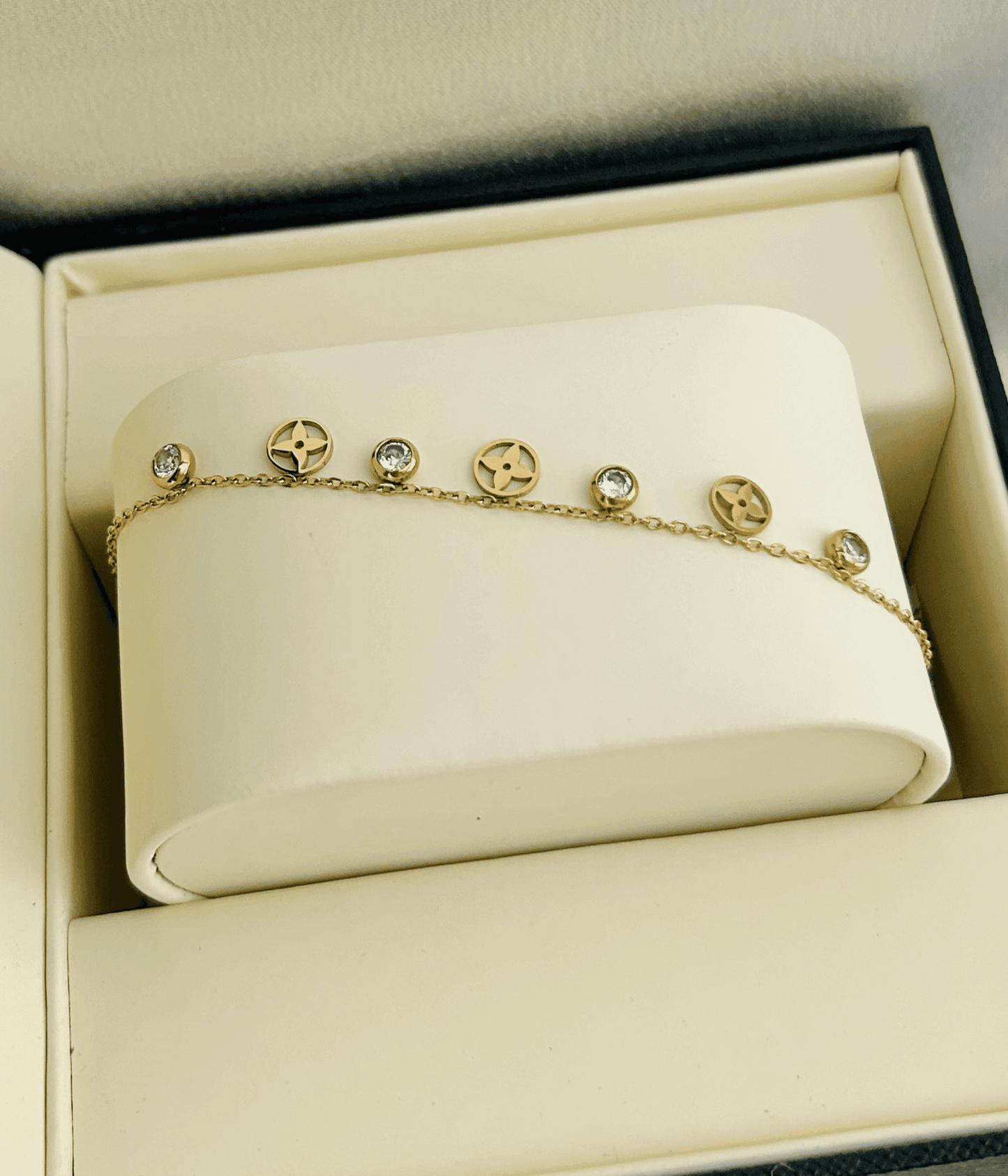 Gold Sunburst Anklet White Stone single pair