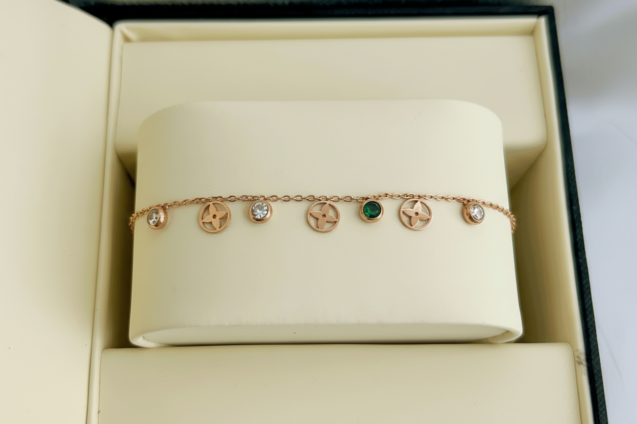 Rose sunburst Anklet Multi Stone single pair
