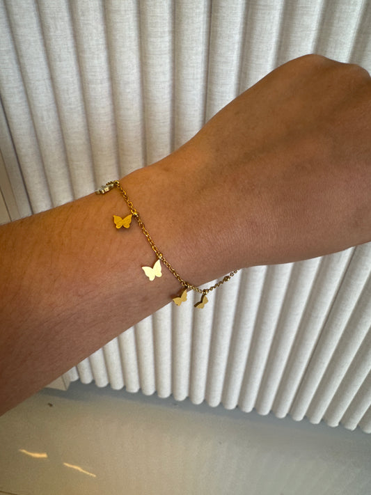Gold Butterfly Charm Bracelet