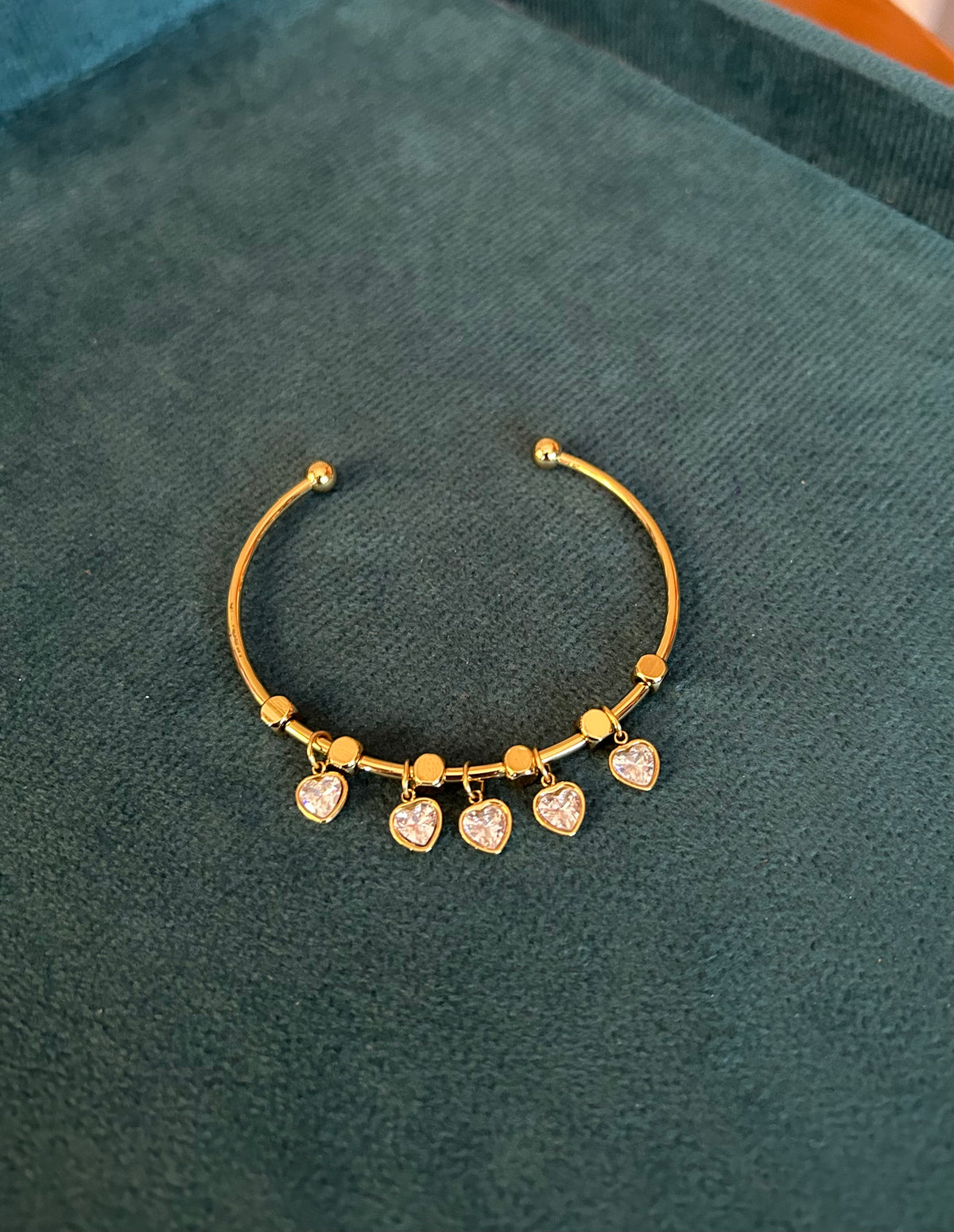 White heart charms bangle