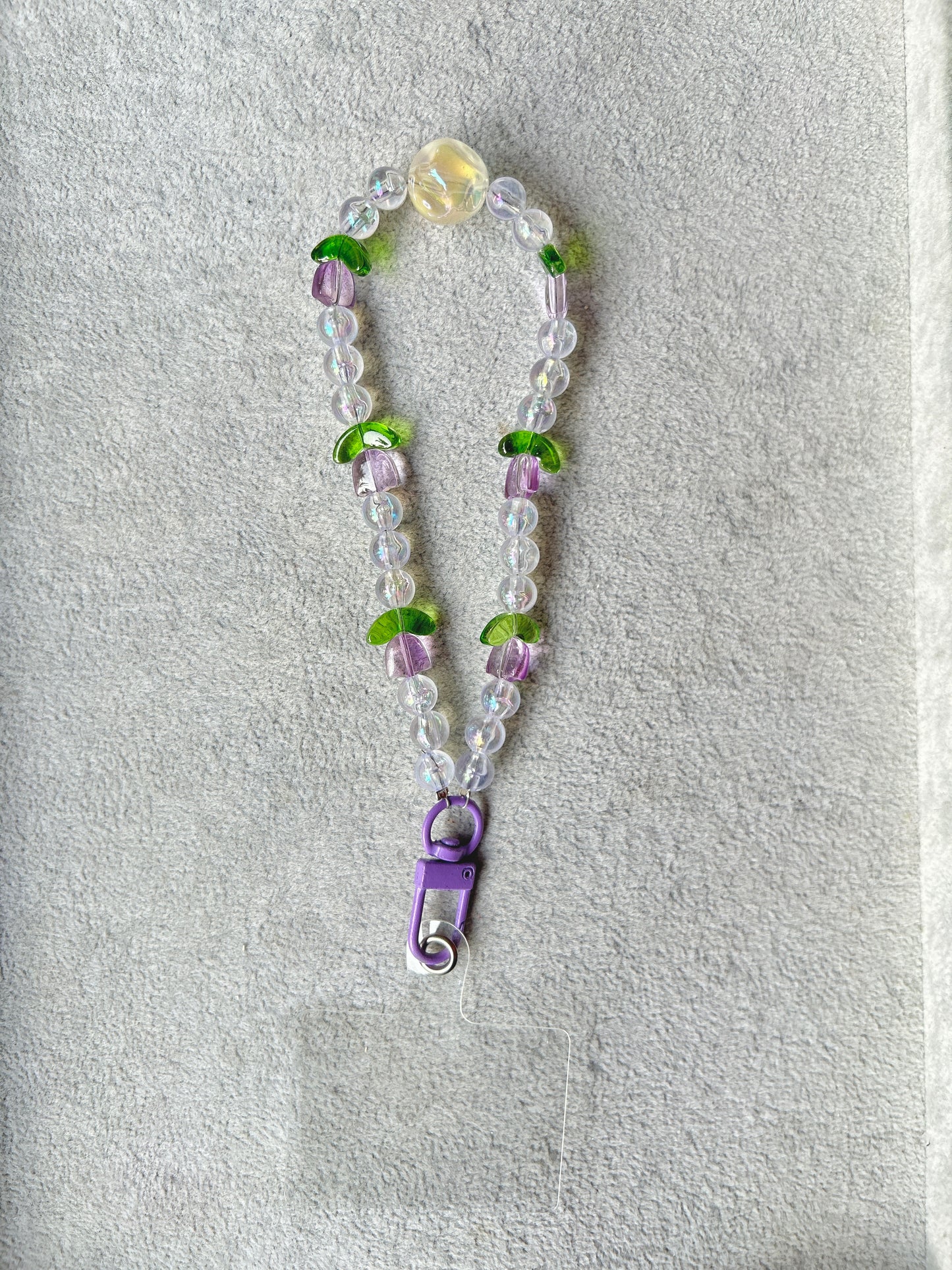 Purple Butterfly Beaded Phone Charm - Purple Carabiner