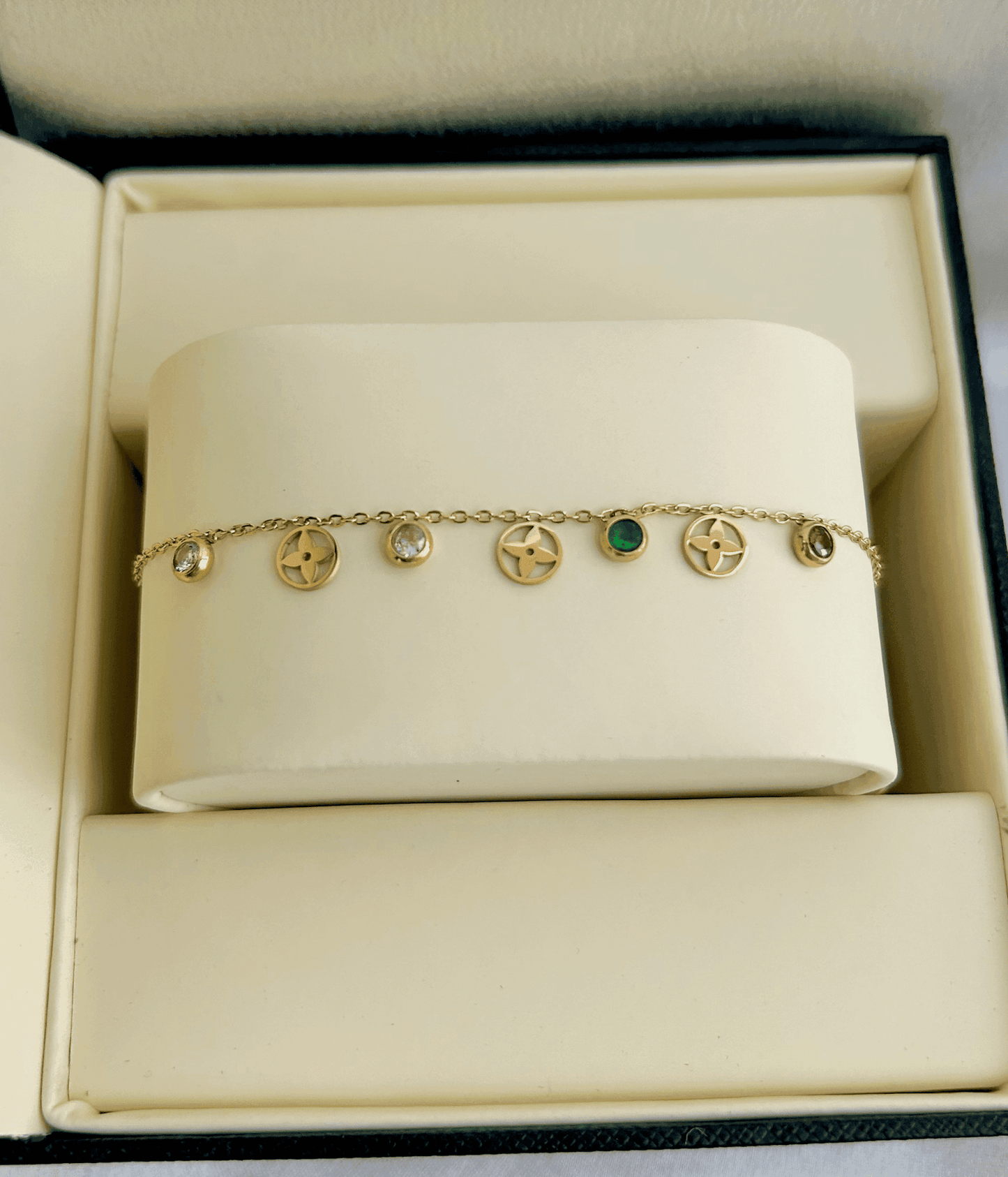 Gold Sunburst Anklet Multi Stone single pair
