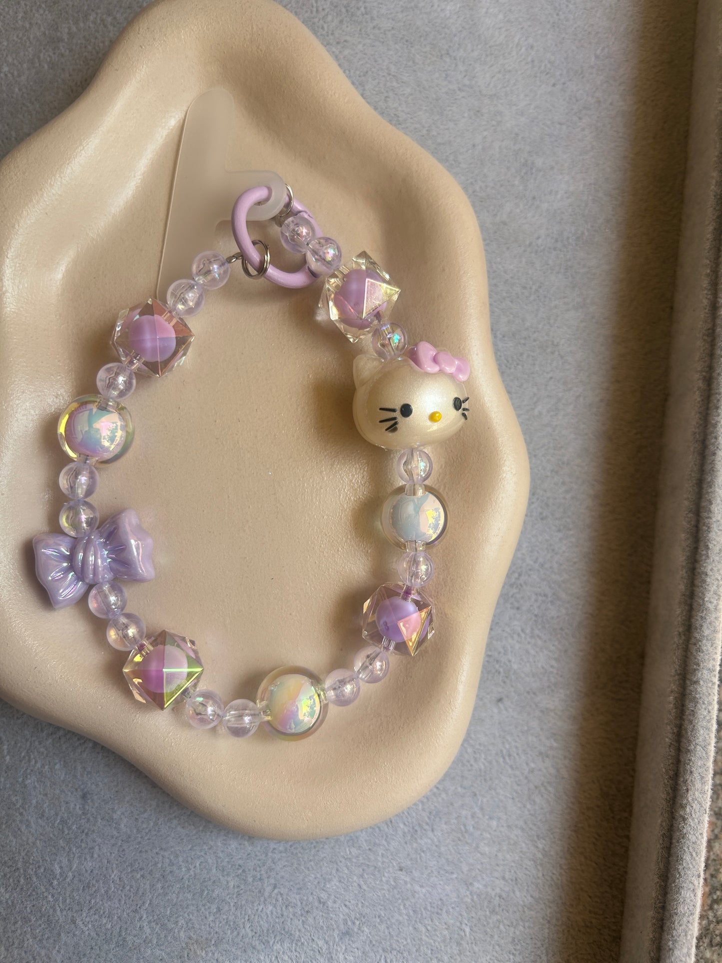 Hello Kitty Purple Beaded Bracelet Keychain
