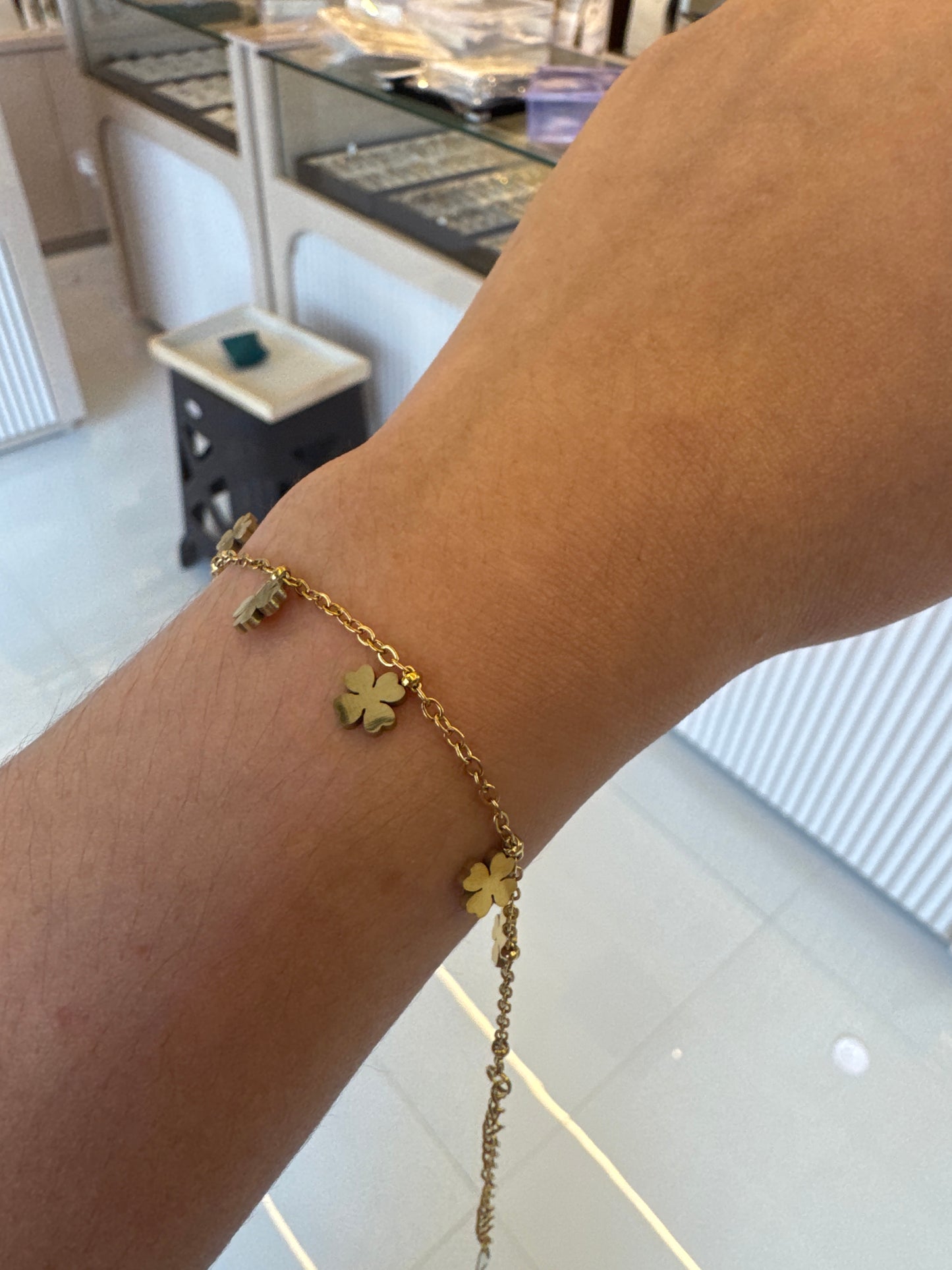 Gold Clover Charm Bracelet