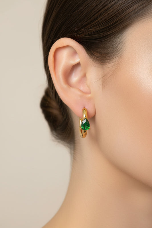 Raindrop green earring