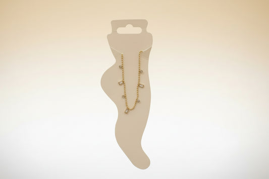 Crystal Bezel Charm Anklet Pair
