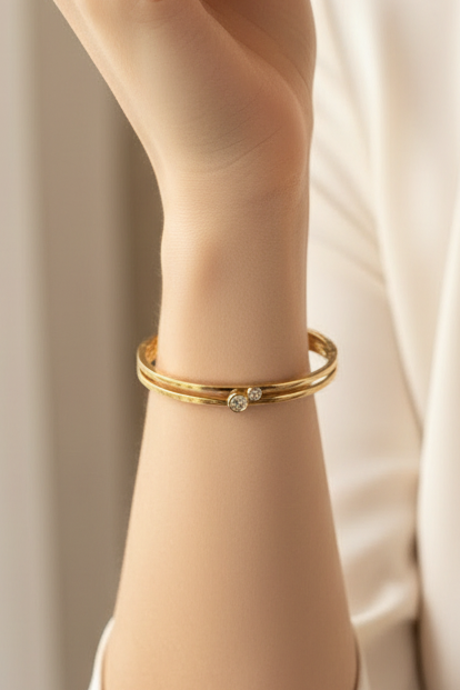 Baby sized twin stone bangle