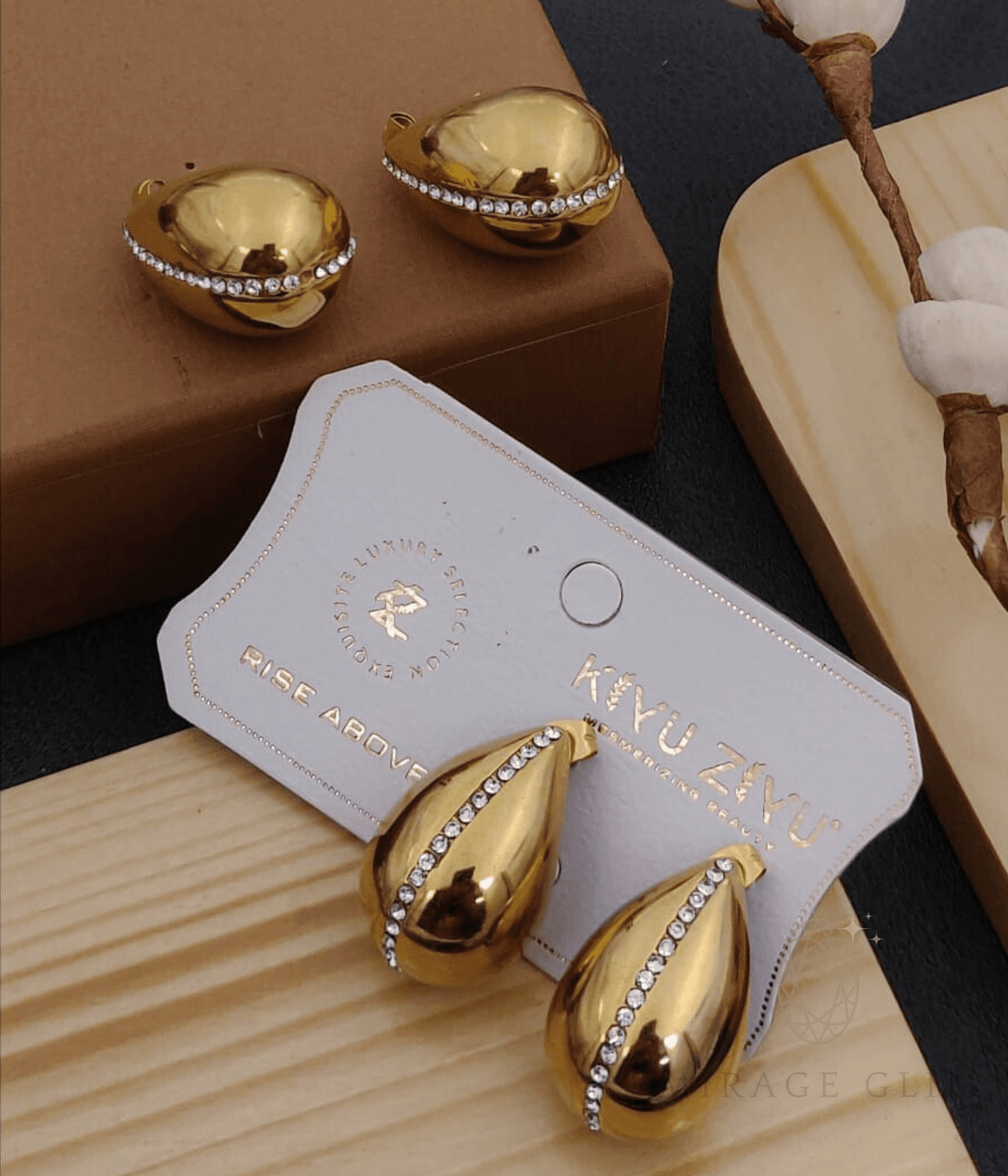 Briolette Drops earrings with subtle crystal detailing