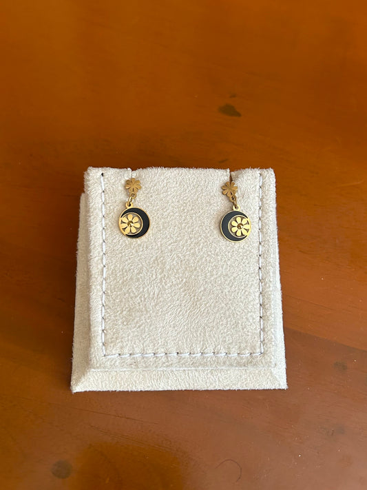 Celestial Bloom Black Earrings