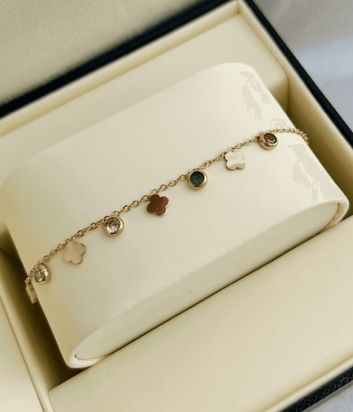 Rose Clover Anklet Multi Stone single pair