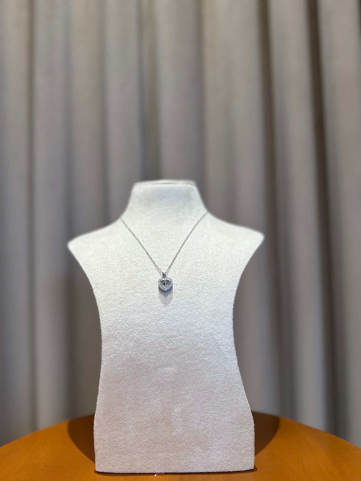 Heart with stone Necklace - Silver