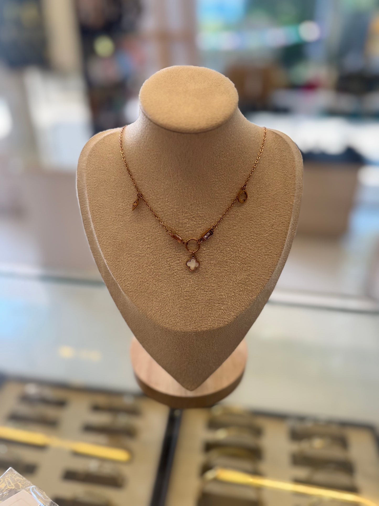 Rose gold charm necklace