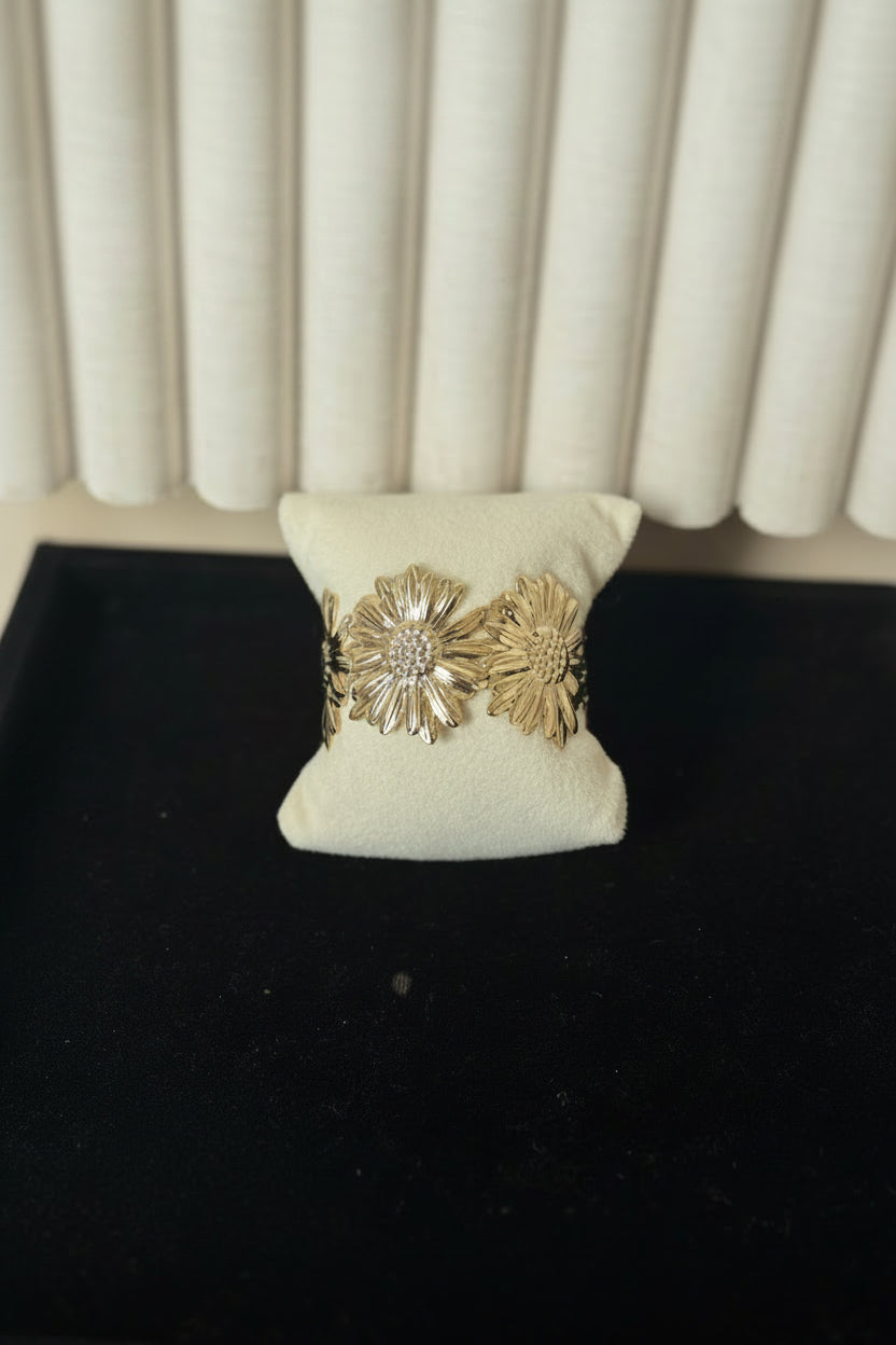 Flower cuff bangle