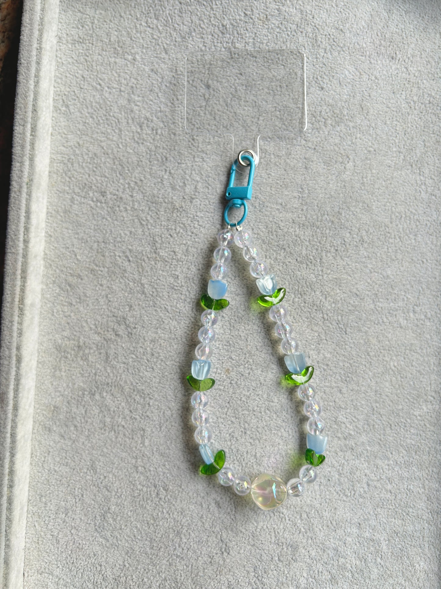Butterfly Beaded Phone Charm - Blue & Green