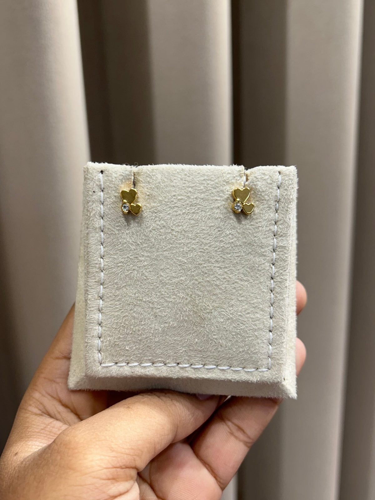 Double Heart Gold Stud Earrings
