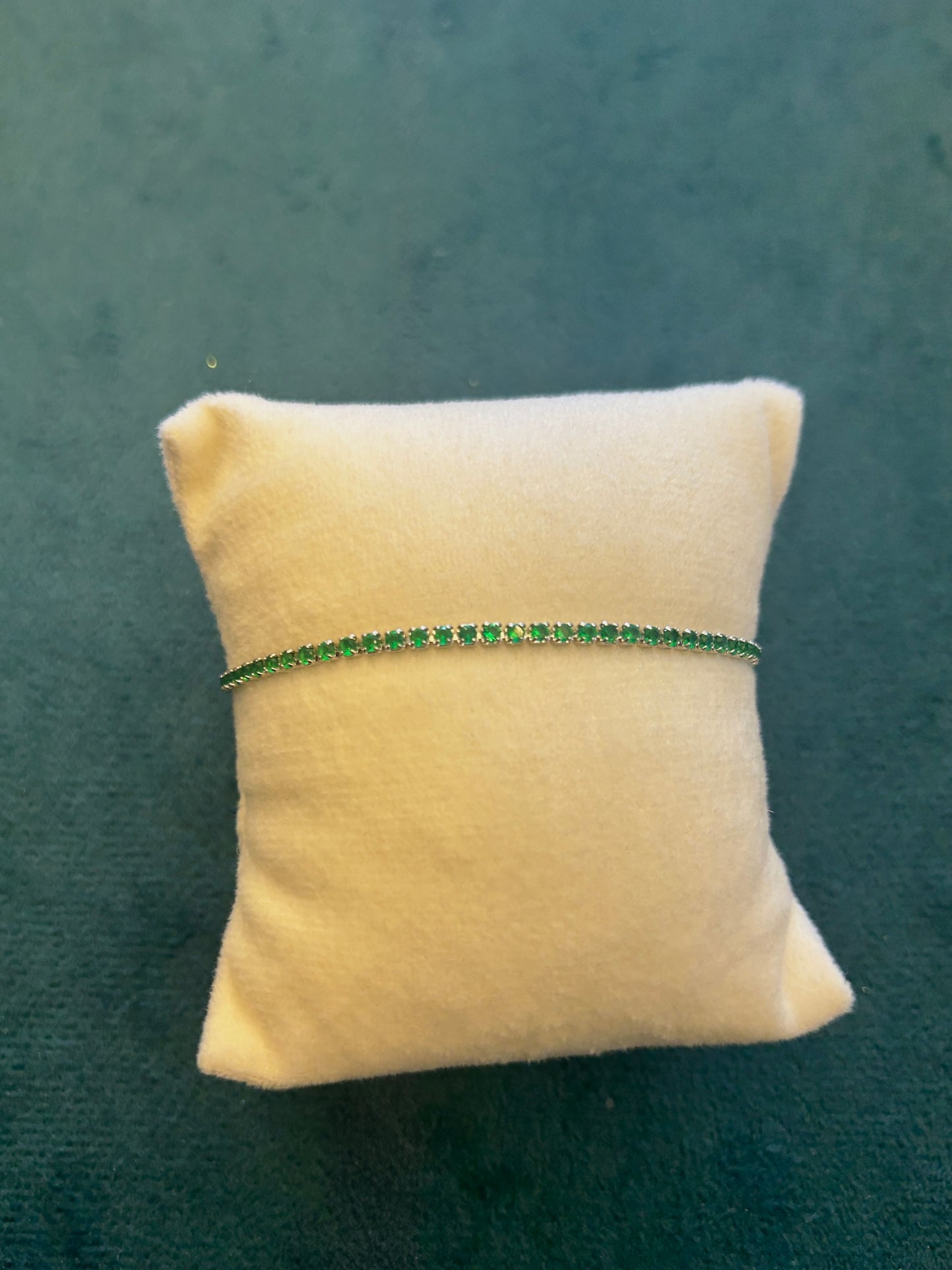 Silver Green Tennis Bracelet