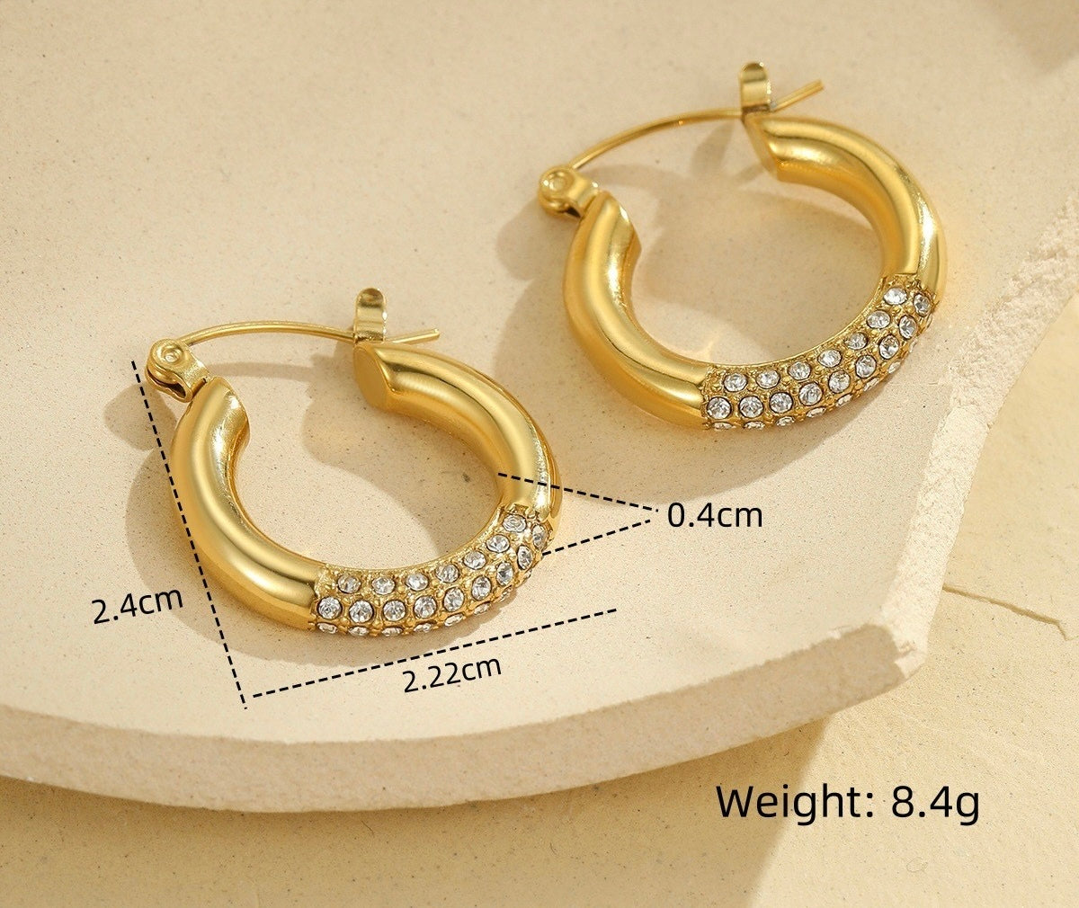 Gold Crystal Hoop Earrings
