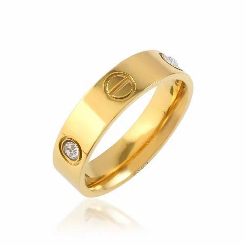 Elegant 304 Stainless Steel Titanium Steel Zircon 18K Gold Plated Plating Rings:Size 7