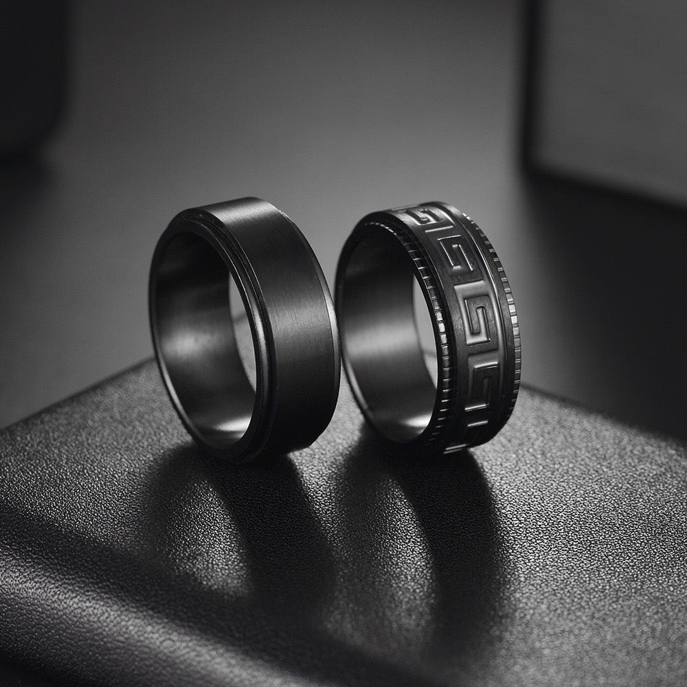 Fashion Circle 304 Stainless Steel Black Plated Rings
