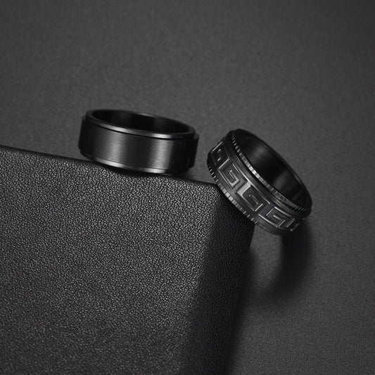 Fashion Circle 304 Stainless Steel Black Plated Rings