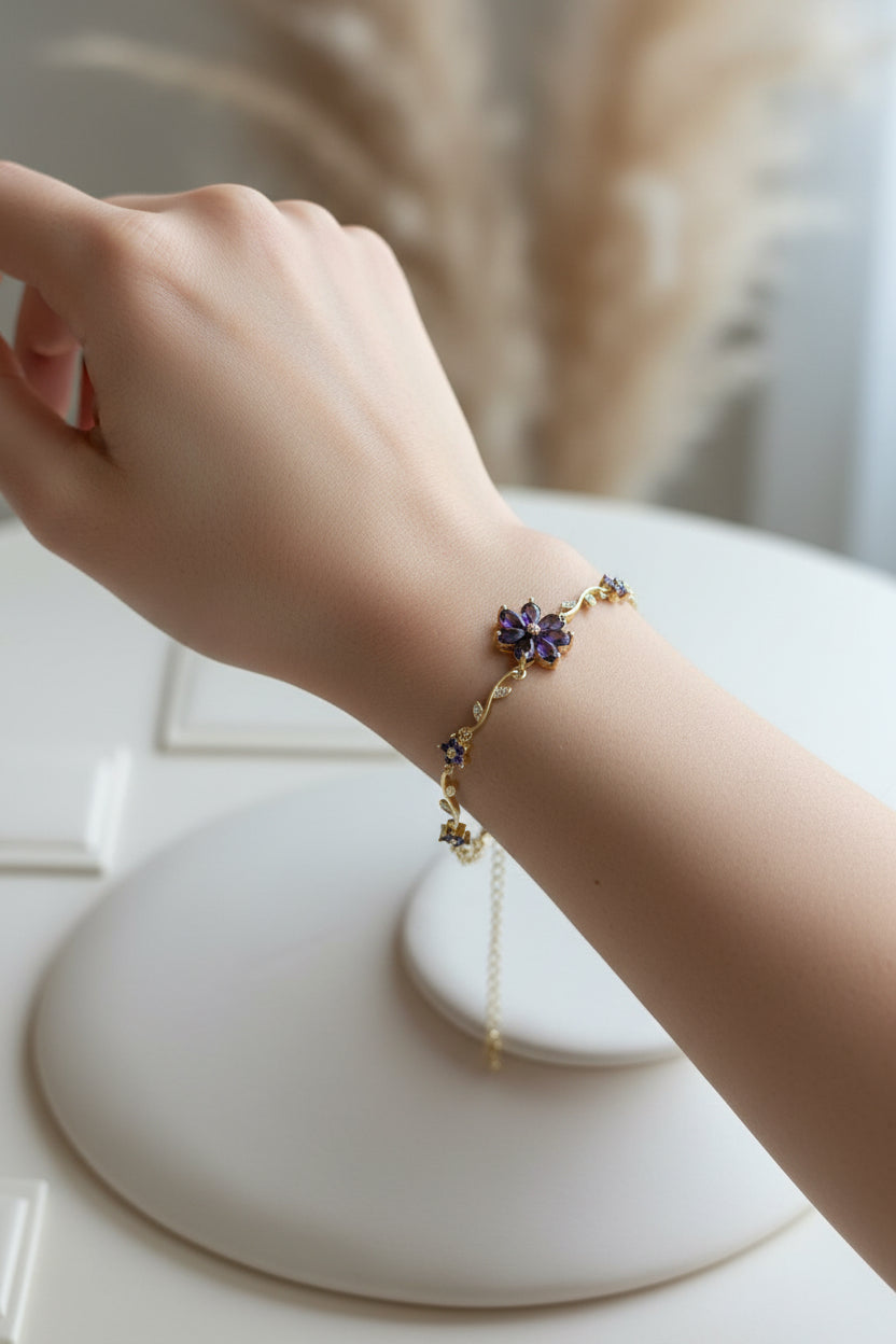 Violet flower brecelet