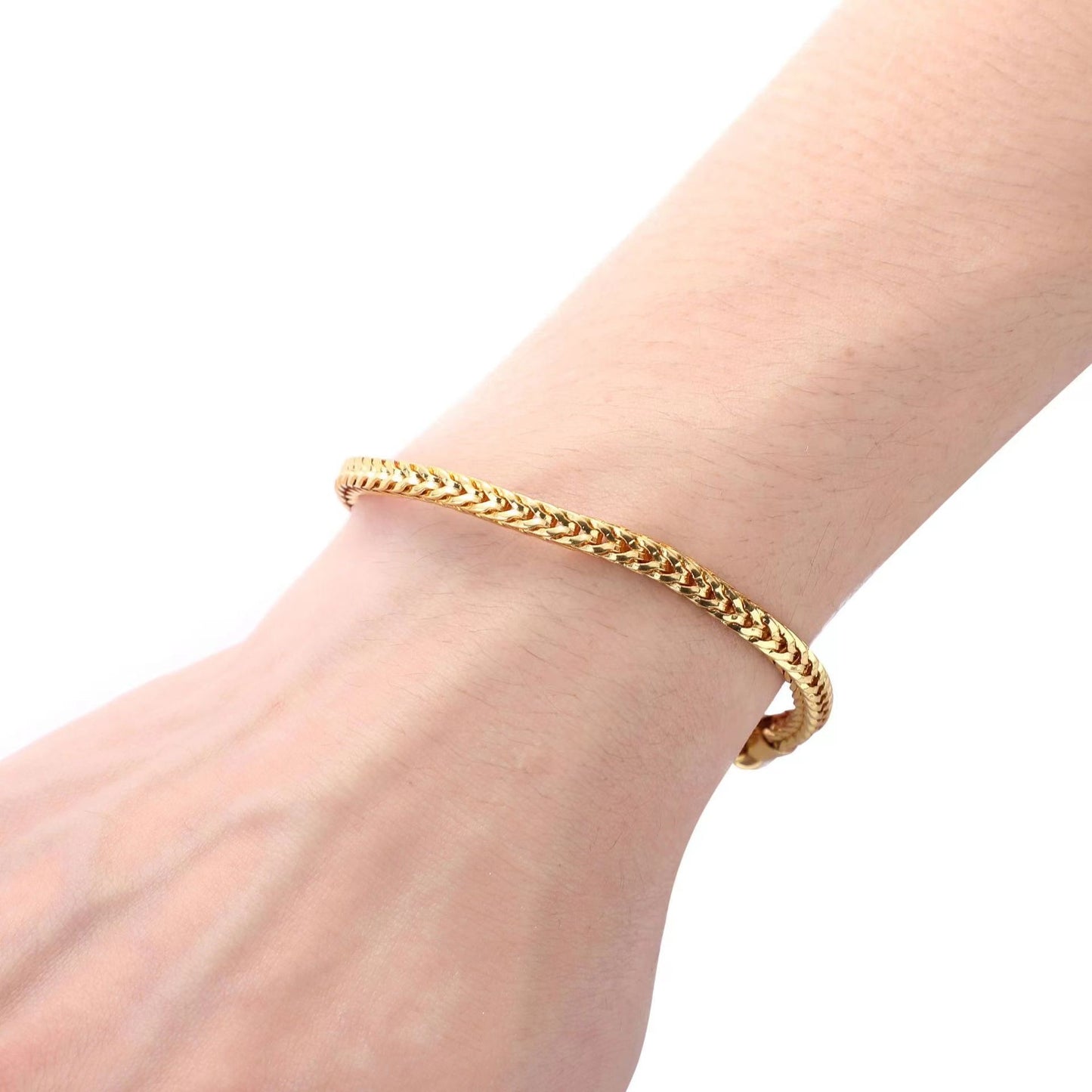2mm Fox Tail Gold Bracelet – Minimal Chain Bracelet for Men
