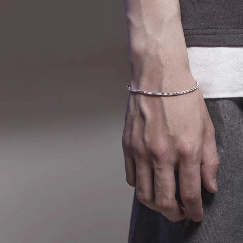 Men’s Silver Rope Chain Bracelet – Stainless Steel Minimal Design