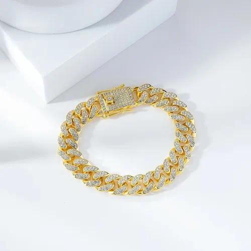The Flex: Men's Ultimate Iced Out Cuban Link Hip Hop Bracelet (Gold)