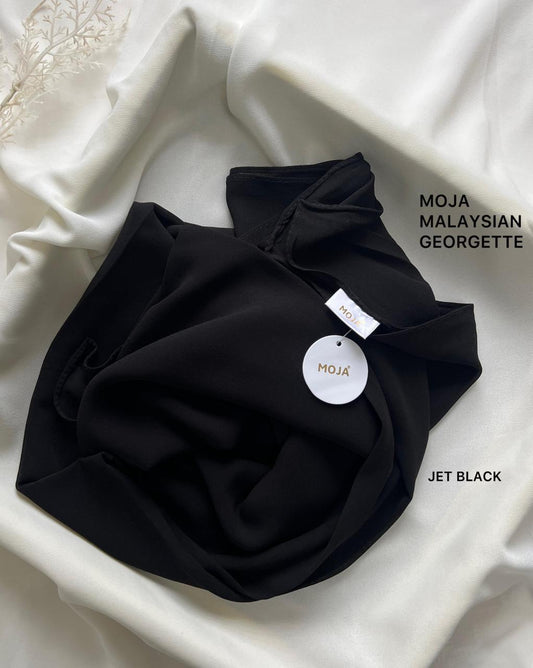 Jet Black Malaysian Georgette MOJA