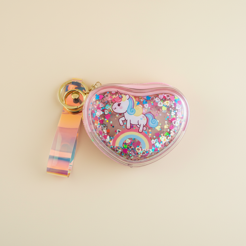 Heart Unicorn Keychain - Rainbow