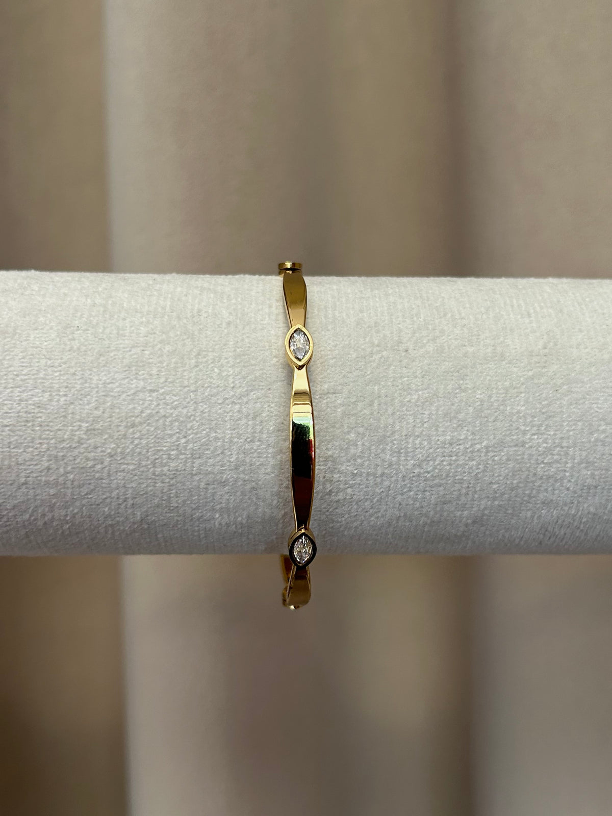 White Crystal Gold Bangle