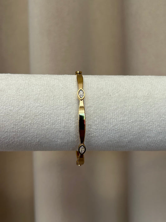 White Crystal Gold Bangle