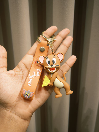 Jerry Mouse 3D Rubber Keychain/Bag Charms- Holding Cheese Collectible