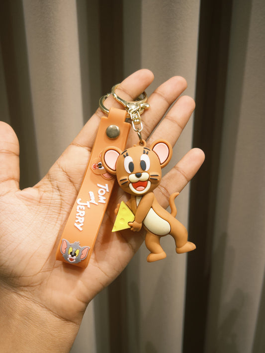 Jerry Mouse 3D Rubber Keychain/Bag Charms- Holding Cheese Collectible