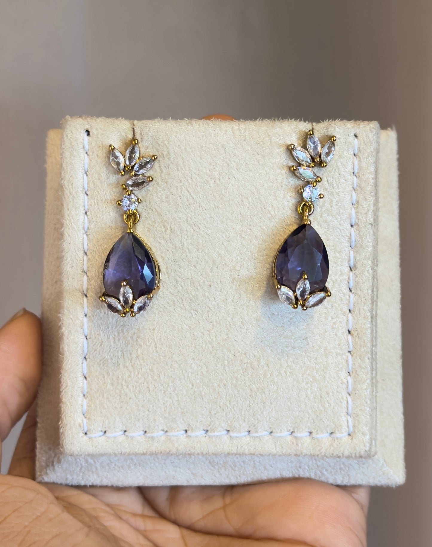 Pearl drop purple earring