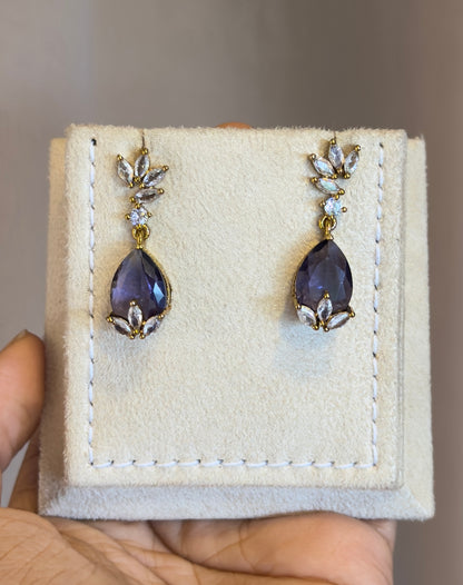 Pearl drop purple earring