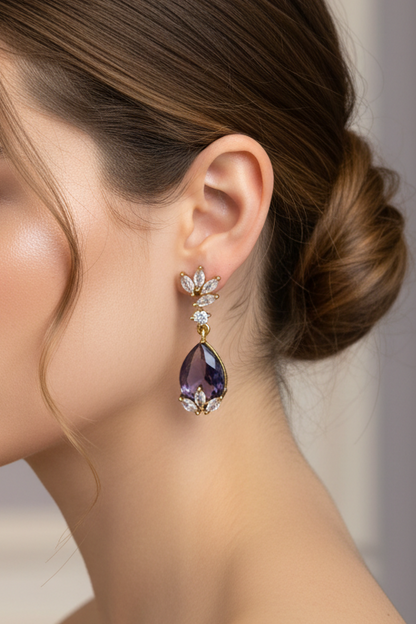 Pearl drop purple earring