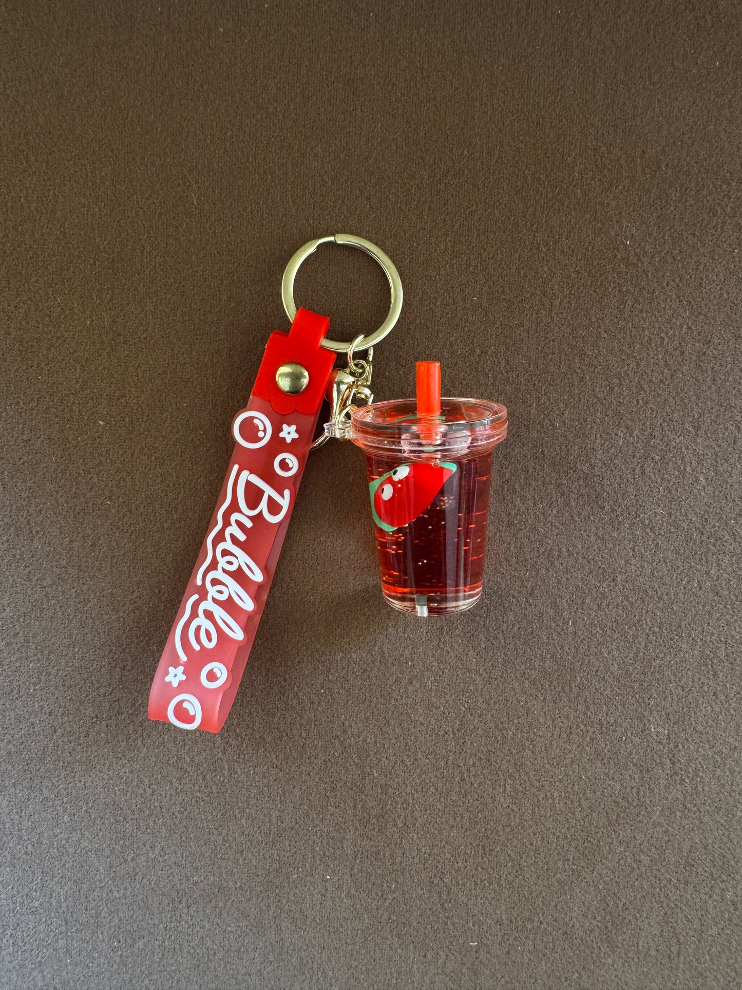 Sparkling Strawberry Boba KeyCharm