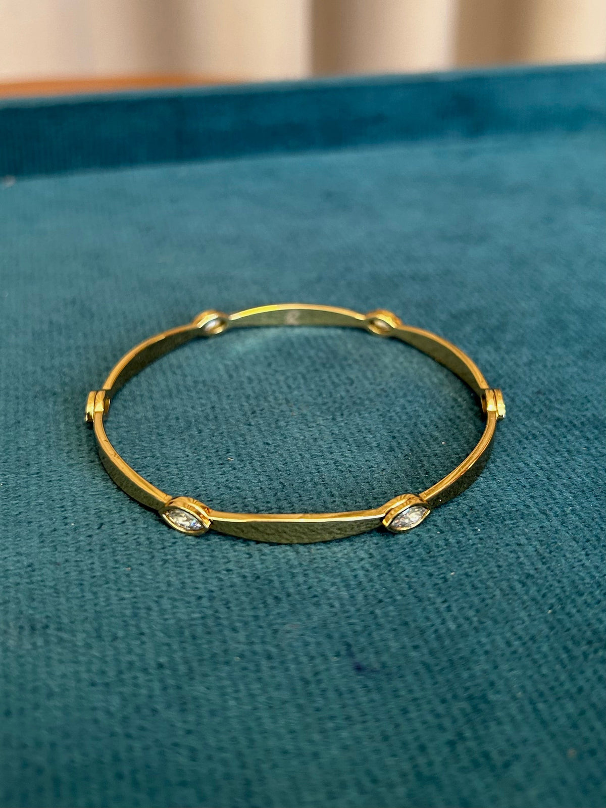 White Crystal Gold Bangle
